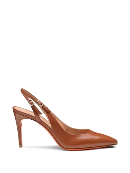 Pantofi cu toc Santoni din piele slingback maro