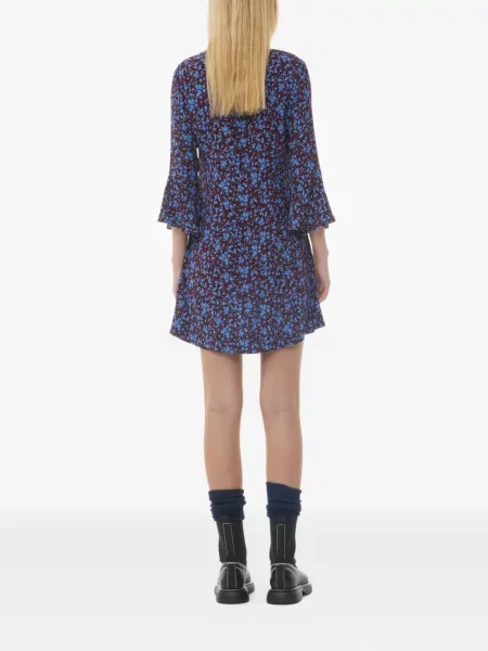 Rochie Ganni cu model floral de costum violet