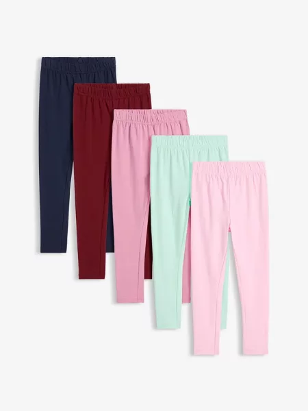 Legginsy z elastycznej bawełny organicznej 5 par różowe