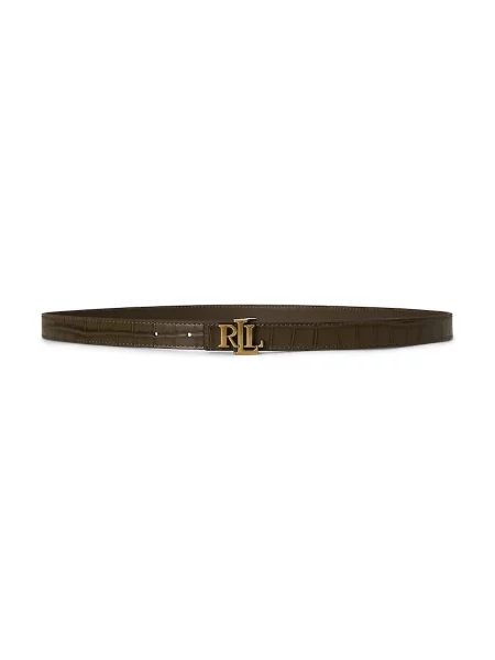 Lauren Ralph Lauren curea reversibilă pentru femei din piele verde