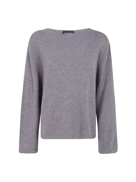 Sweter Emporio Armani z kaszmiru z dekoltem w łódkę szary