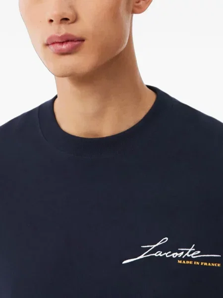 Тениска Lacoste с принт с кръгло деколте синьо