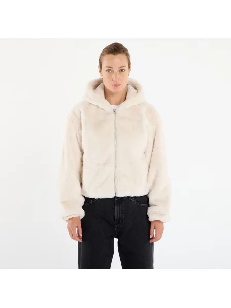 Bluza Urban Classics Ladies Full Zip Faux Fur Hoodie White Sand XS biała