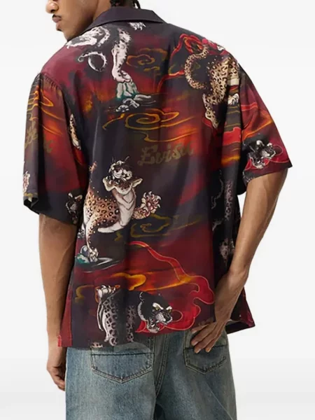 Риза Evisu с принт с леопардов принт черно