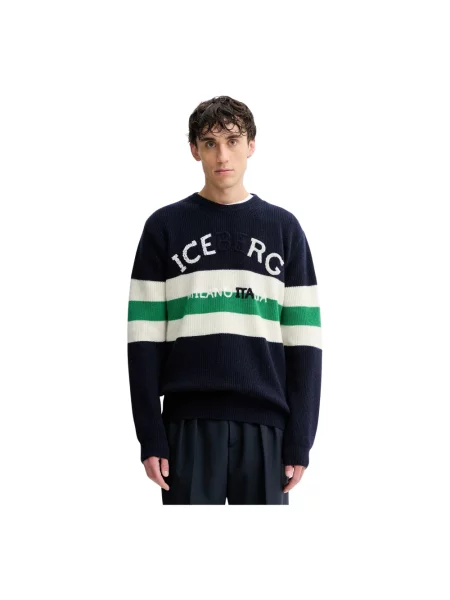 Iceberg sweter wełniany niebieski