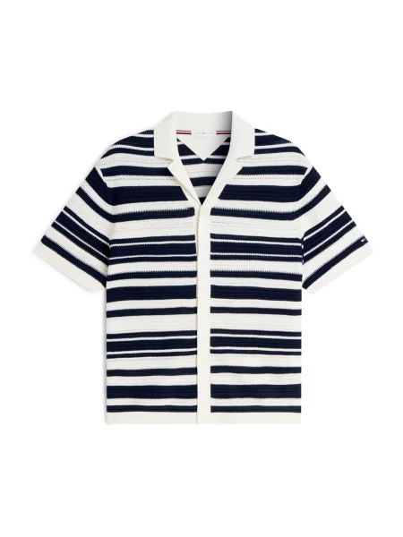 TOMMY HILFIGER Geacă tricotată BRETON ecru / bleumarin