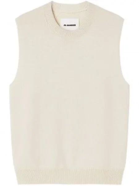 Pulover Jil Sander fără mâneci cu decolteu rotund