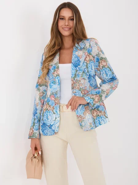 Sacou Italy Moda cu model floral albastru