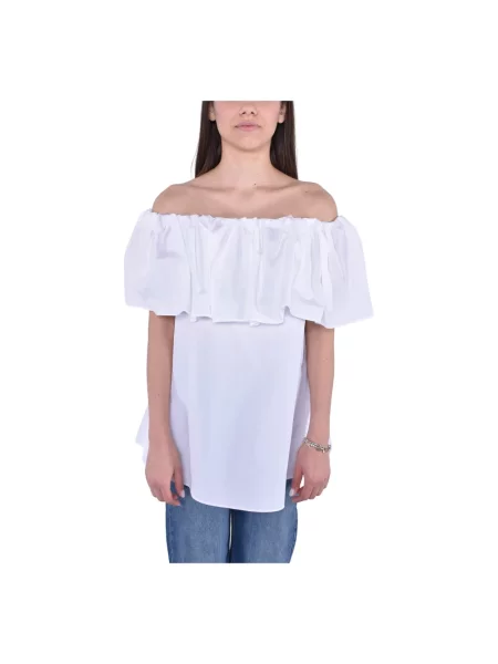 Bluzka Max Mara Studio skórzana biała