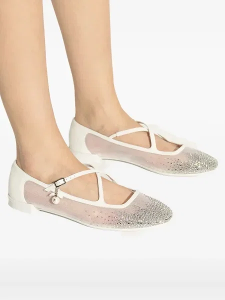 Pantofi cu toc Jimmy Choo fără toc de cristal alb