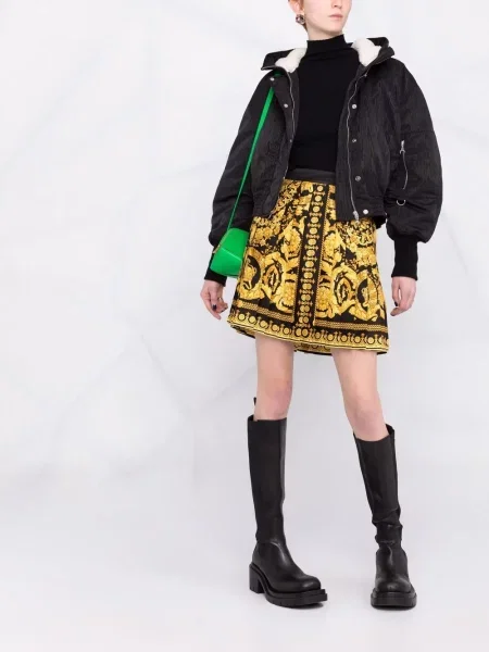 Raštuotas plisuotas plisuotas sijonas Versace juoda