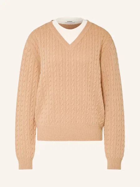 Sandro Sweter beige biały