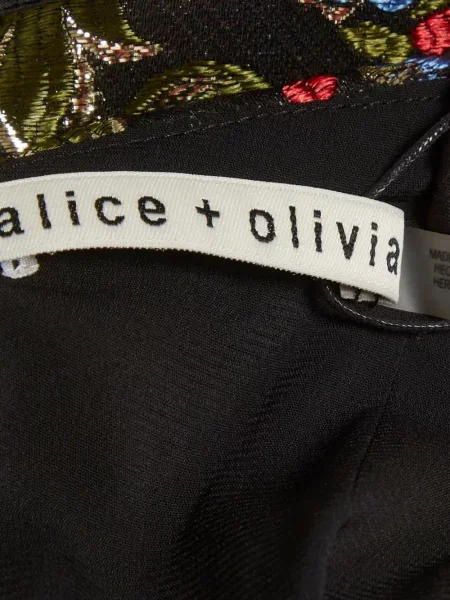 Φλοράλ με τιράντες μίνι φόρεμα Alice + Olivia ζακάρ μαύρο