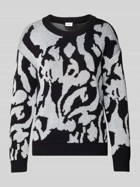 Sweter o kroju regular fit z efektem dzianiny model ‘Beca’ Vila czarny
