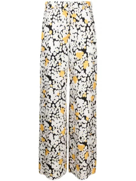 Pantaloni Lanvin cu model floral alb