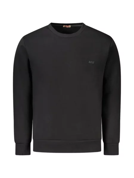 Pulover Rifle cu broderie cu decolteu rotund negru