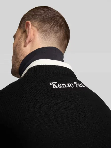 Sweter wełniany z imitacji dzianiny Kenzo czarny