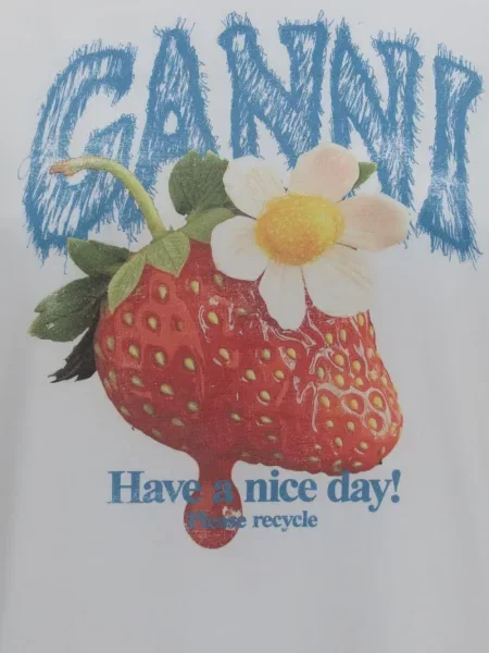 Tricou Ganni cu imagine alb