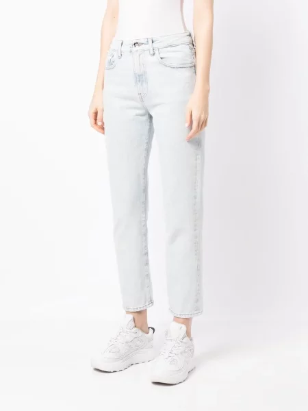 Apkirptas tiesūs džinsai Off-white balta