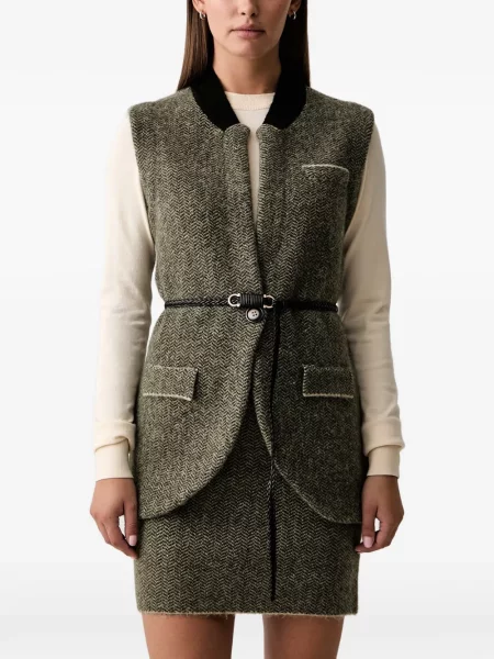 Cu centură vestă Silvian Heach cu model herringbone verde