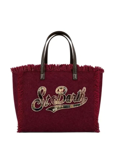 Geantă shopper Mc2 Saint Barth cu franjuri roșu