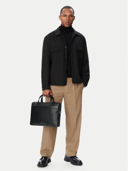 Torba za laptop Tommy Hilfiger Th Business Leather Computer Bag crna