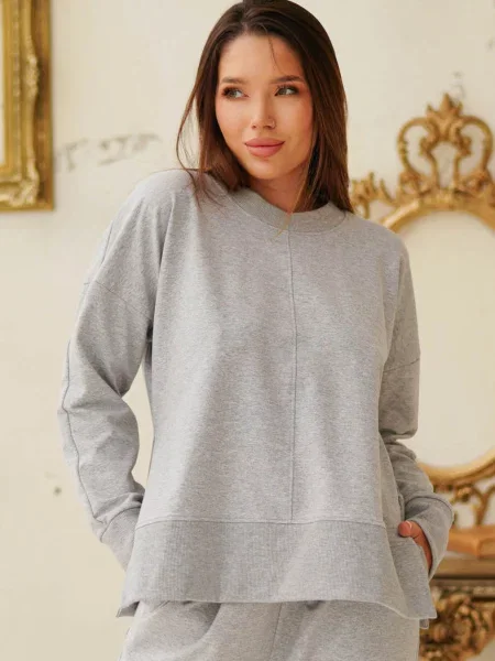 Женский однотонный свитшот сірий