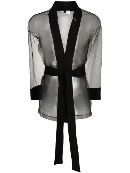 Przezroczysta długa kurtka Alchemy z siateczką czarna