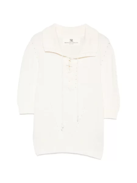 Tricou Ermanno Scervino cu șireturi din dantelă alb