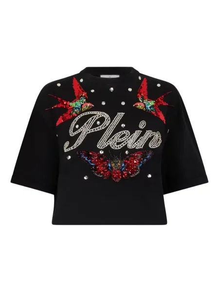 Cropp tricou Philipp Plein cu decolteu rotund negru