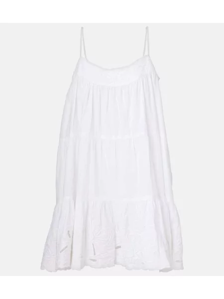 Rochie Juliet Dunn cu broderie din poplin alb