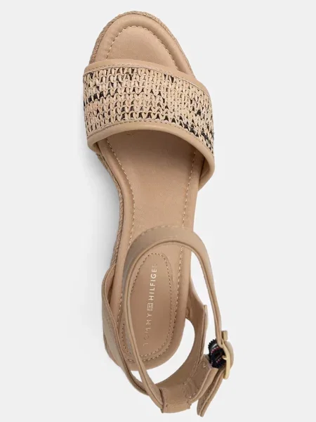 Tommy Hilfiger сандали HIGH WEDGE ESPAD RAFFIA бежово