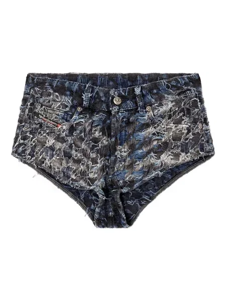 Szorty jeansowe Diesel w pepitkę niebieskie