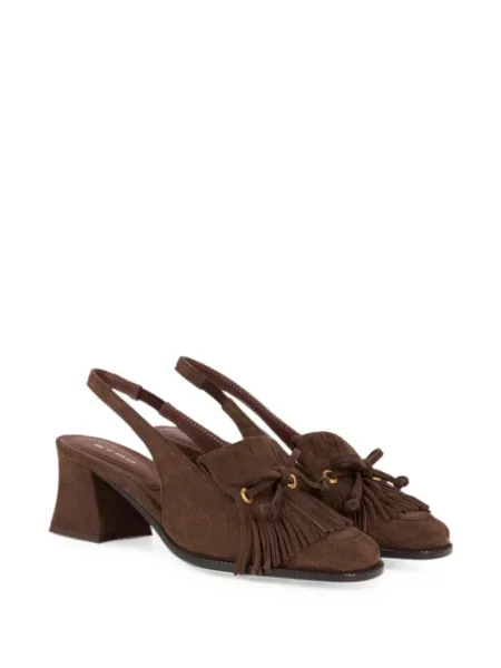 Pantofi loafer Etro din piele de căprioară slingback maro