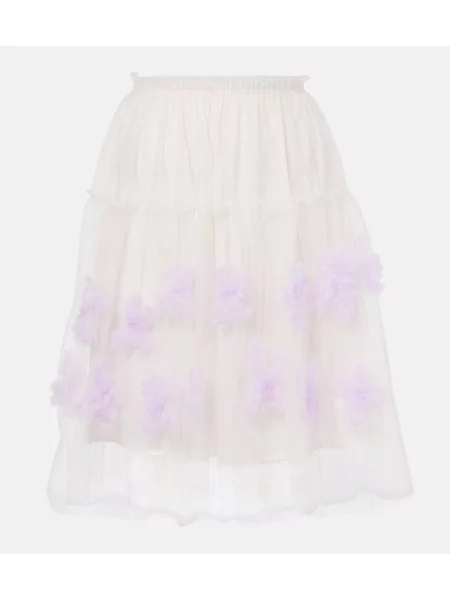 Fustă midi Susan Fang cu model floral plasă până la genunchi violet