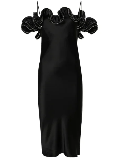 Rochie Coperni din satin cu volane de costum negru