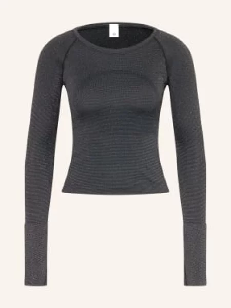 Lululemon Koszulka Z Długim Rękawem Swiftly Tech Race Z Brokatową Przędzą schwarz czarna