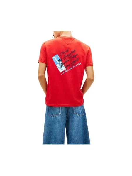 T-shirt o kroju regular fit z czystej bawełny Tommy Jeans czerwona