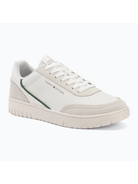 Încălțăminte pentru bărbați Tommy Hilfiger Basket Core Leather Suede Mix ecru/street green verde