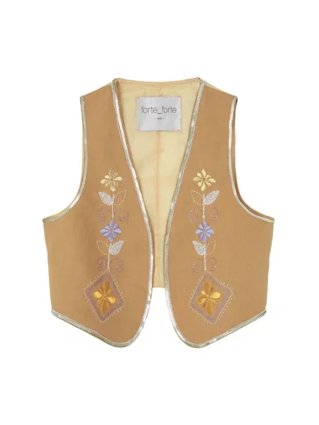 Haftowana kamizelka Forte Forte beżowa
