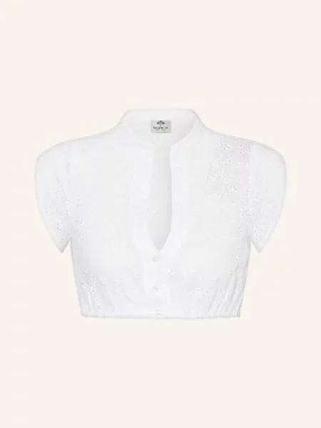 Berwin & Wolff Bluzka Bawarska Z Perforowaną Koronką weiss