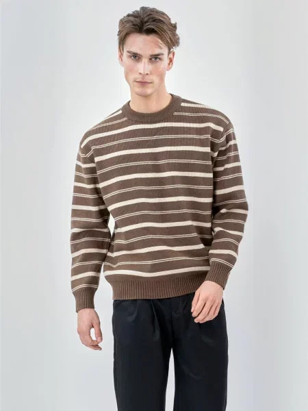 TEESHOPPEN Pulover Striped maro