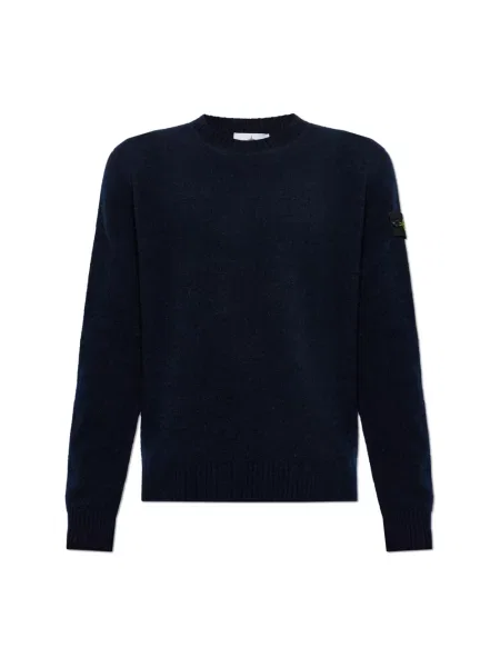 Sweter Stone Island wełniany z kamieniami niebieski