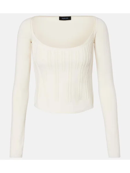 Top Mugler tricotate alb