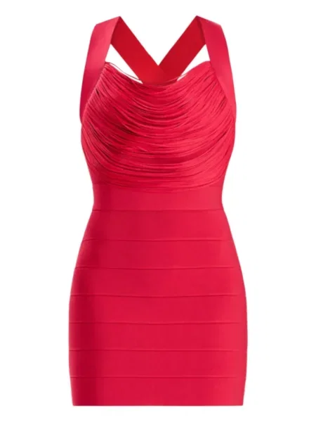 Sukienka mini Hervé Léger na ramiączkach czerwona