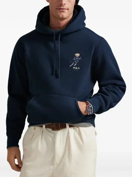 Суичър с качулка Polo Ralph Lauren с принт синьо