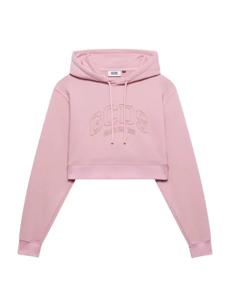 Bluza z kapturem Gcds z logo o skróconej długości różowa