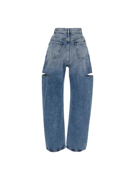 Proste jeansy Maison Margiela z dziurami niebieskie
