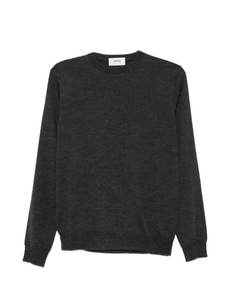 Lung pulover Vela Shop cu decolteu rotund gri