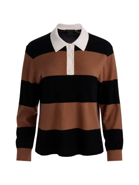 Gulerat lung tricou polo Alice + Olivia maro